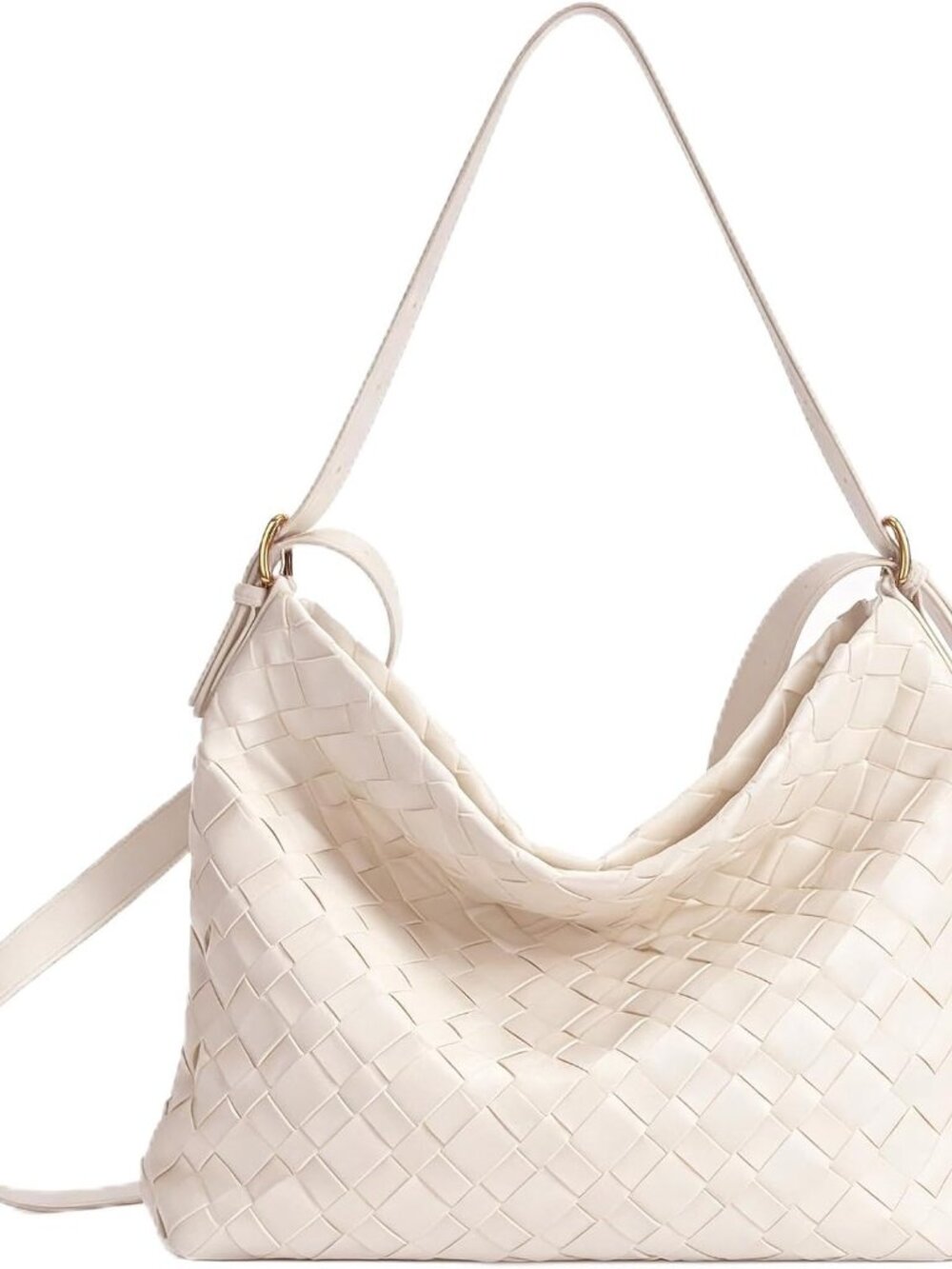 Large Capacity Woven Handbag Shoulder Crossbody Bag with Zipper Adjustable Light
